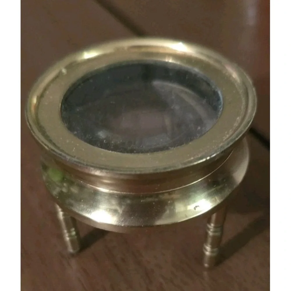 Antique 1800s Victorian Loupe Magnifying Glass on Brass Tripod England‎
